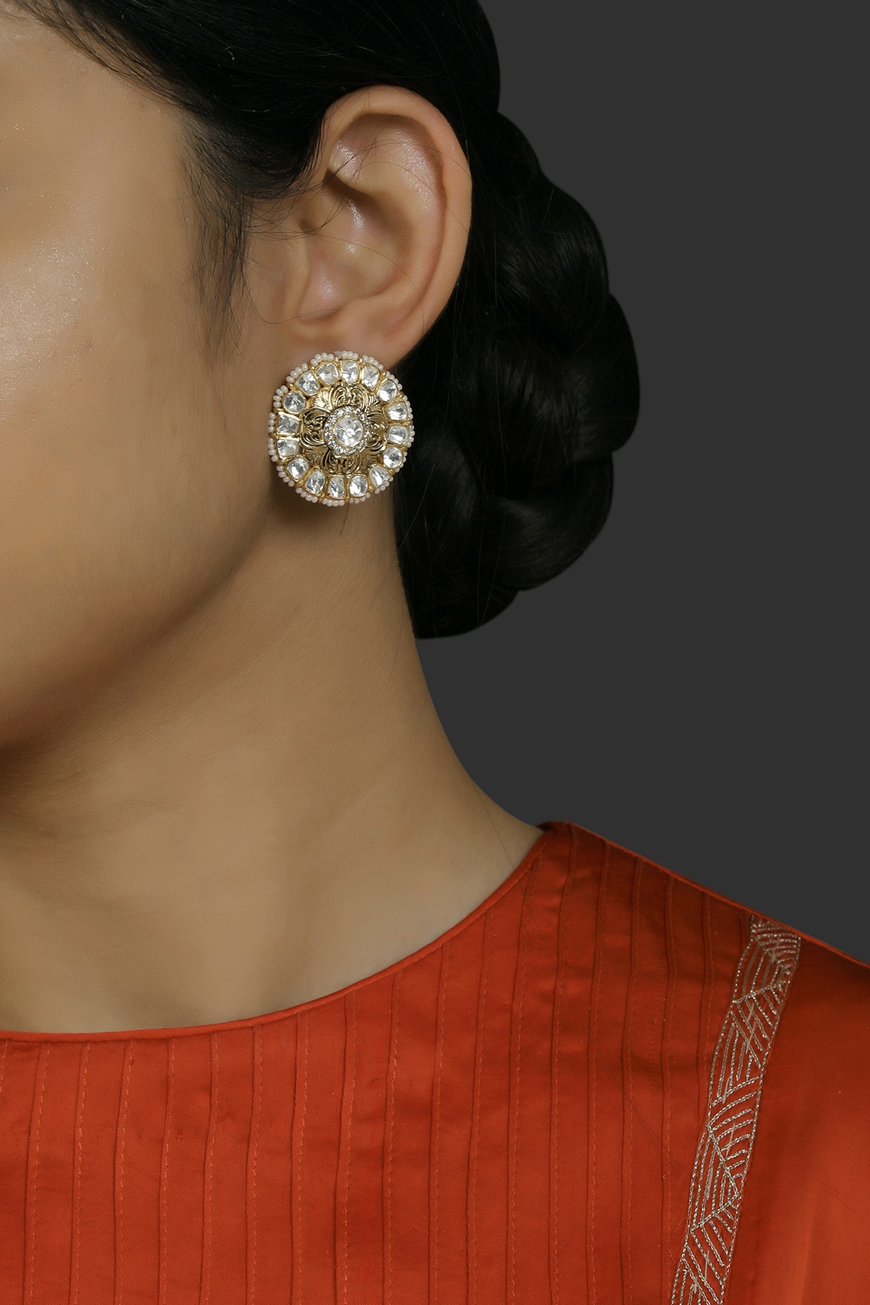 Buy Modern Earrings/ Contemporary Kundan Studs/black Meenakari Earrings/  Cubic Zirconia Earrings /kundan Earrings/ethnic Fusion Trendy Earrings  Online in India - Etsy